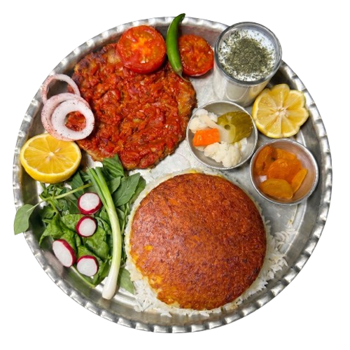 بشقاب سارای (تاواکباب با پلو ته‌دیگی )